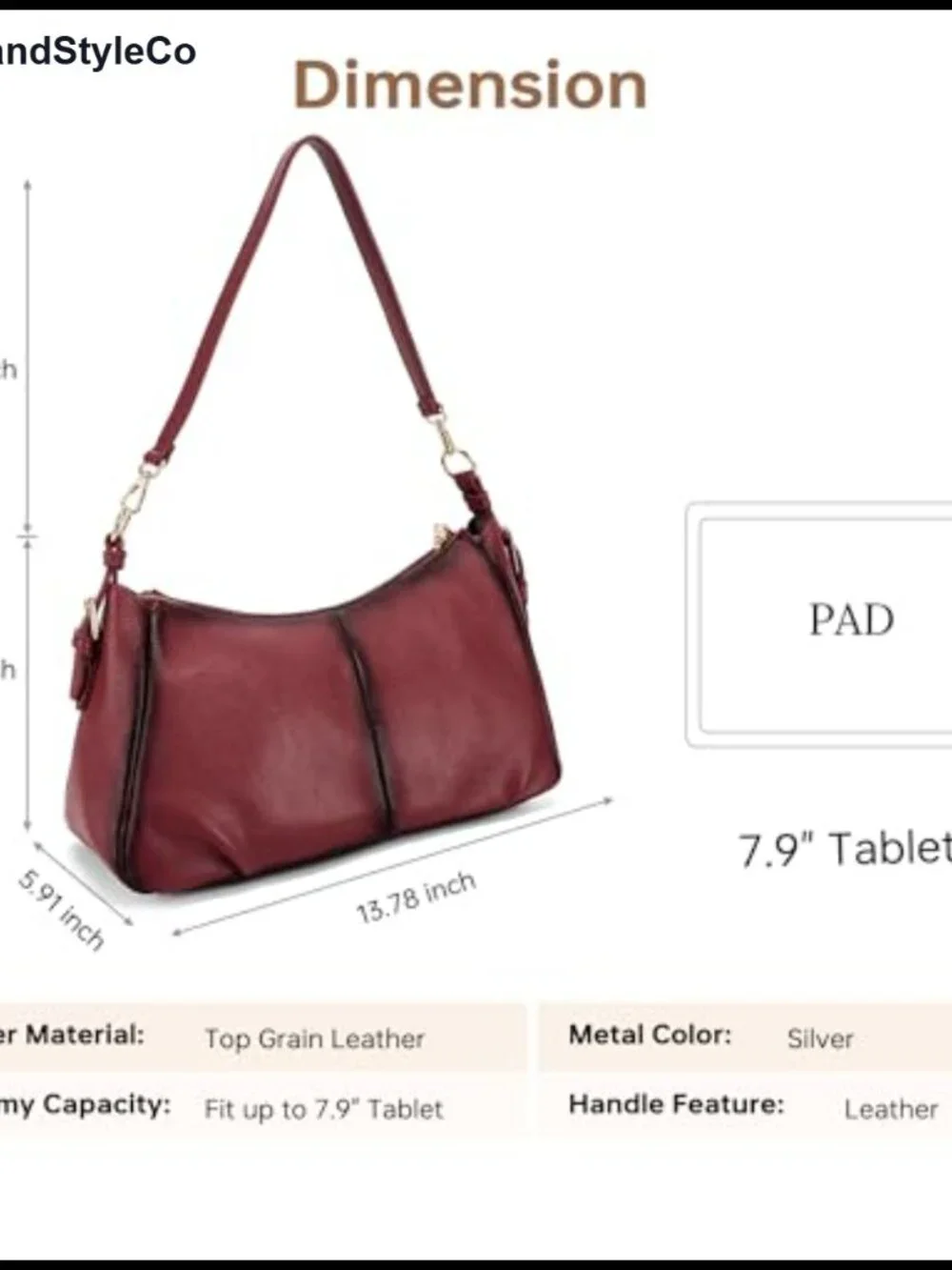 Vegan Leather Hobo Handbag Women Satchel Shoulder Purse Soft